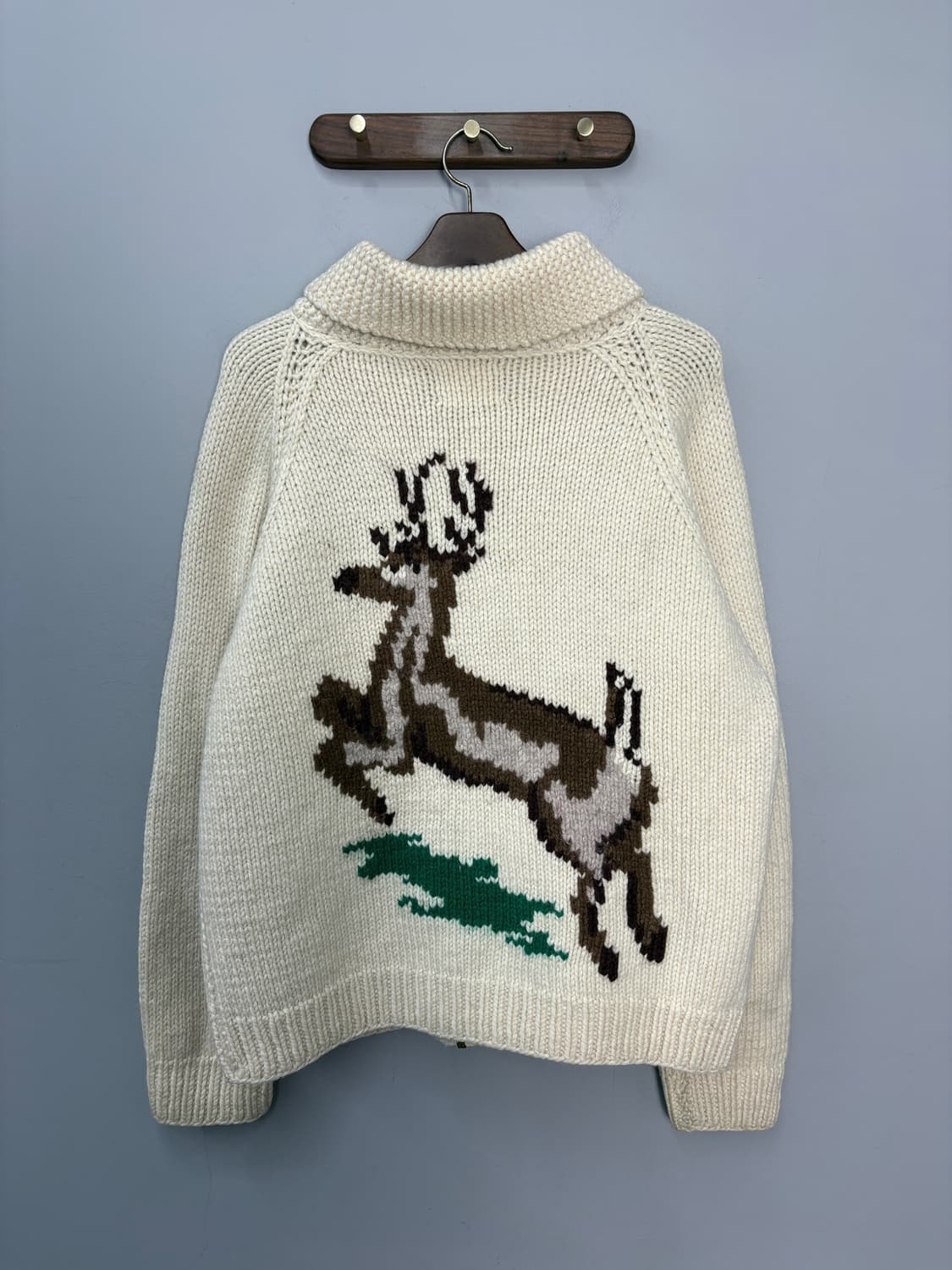 레티포스터 캐나다 헤비울 코위찬 니트집업 자켓  A3600 상품이미지4