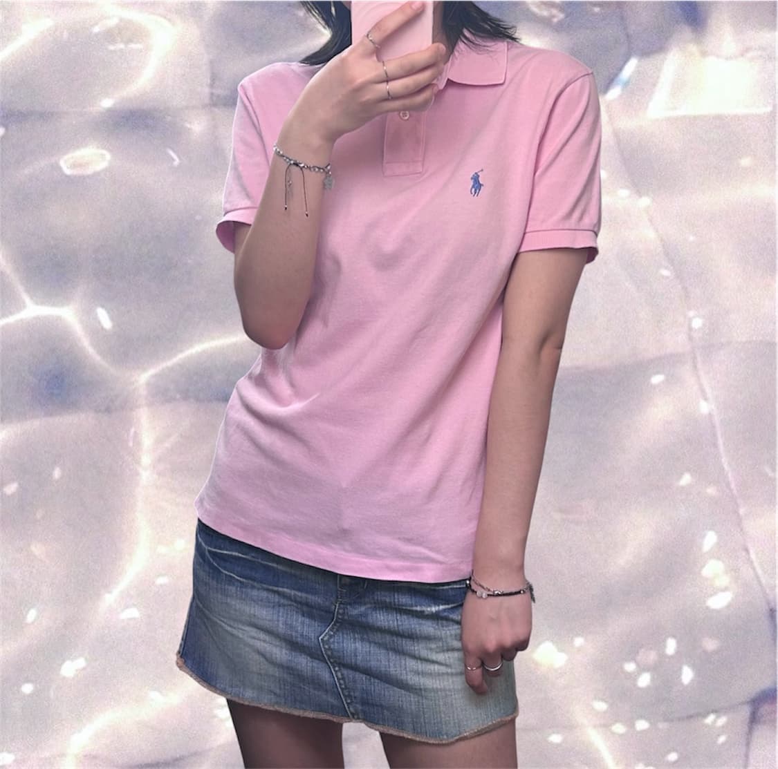폴로 랄프로렌 PK 반팔 카라 티셔츠 베이비 핑크 S 상품이미지3