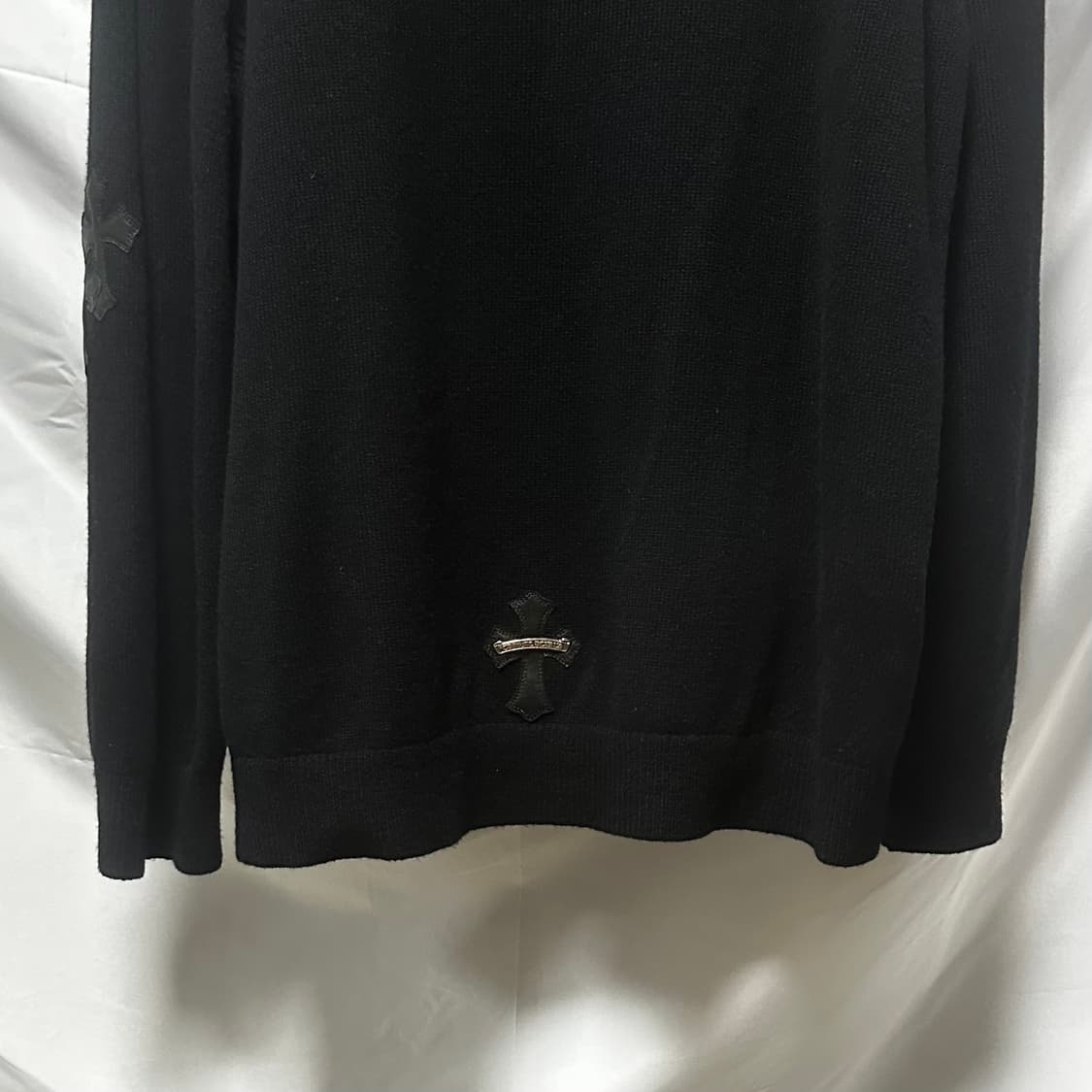 [2XL/새상품급] 크롬하츠 캐시미어 레더 패치 후드티 상품이미지4