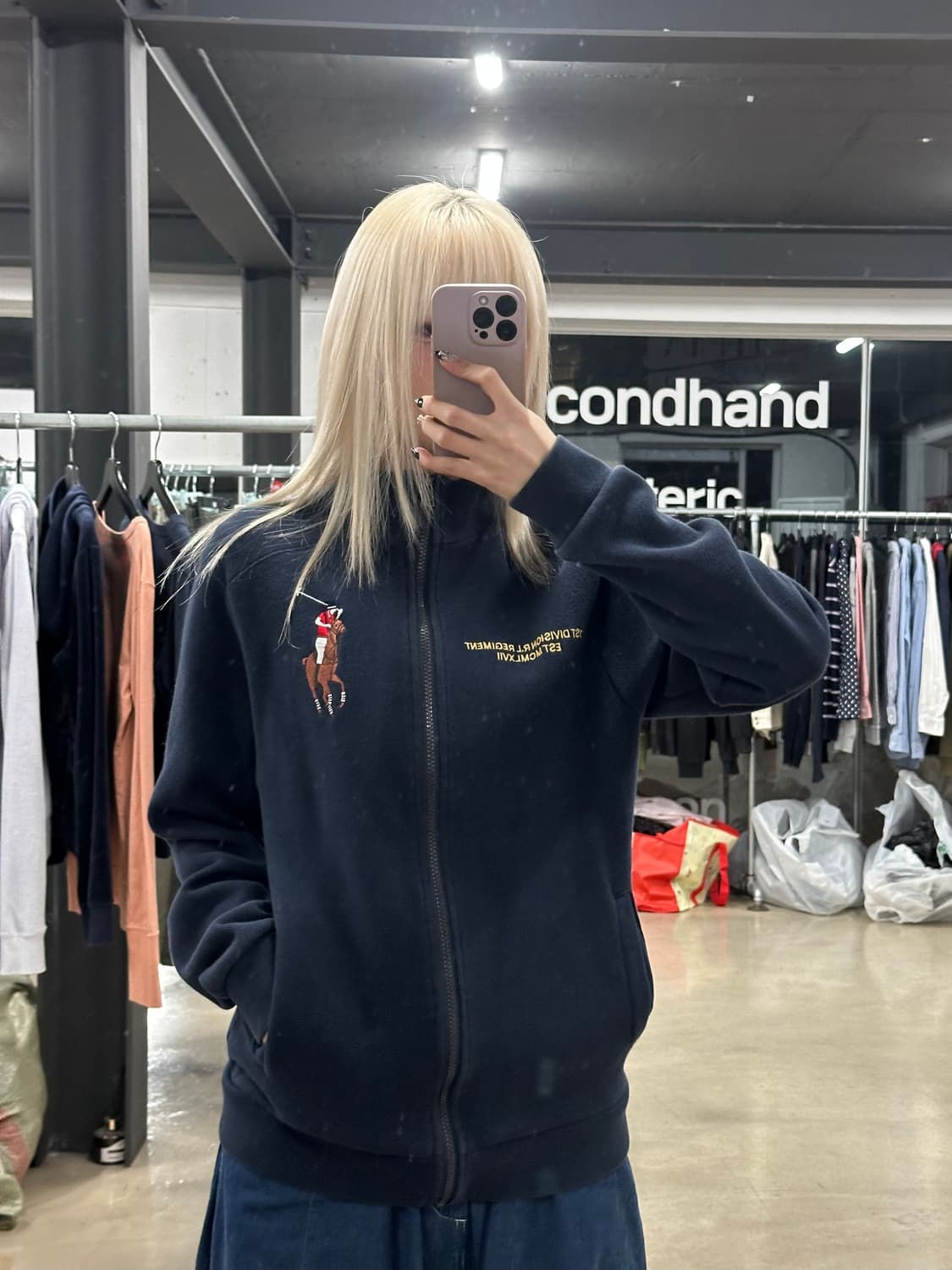 폴로 랄프로렌의 빅포니 자수 네이비 하프 집업 상품이미지1