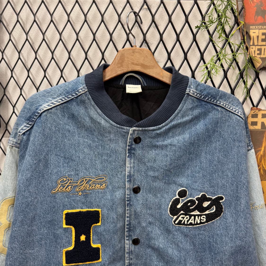 USA VINTAGE 데님 바시티 자켓 전후면 패치 포인트 연청 상품이미지3