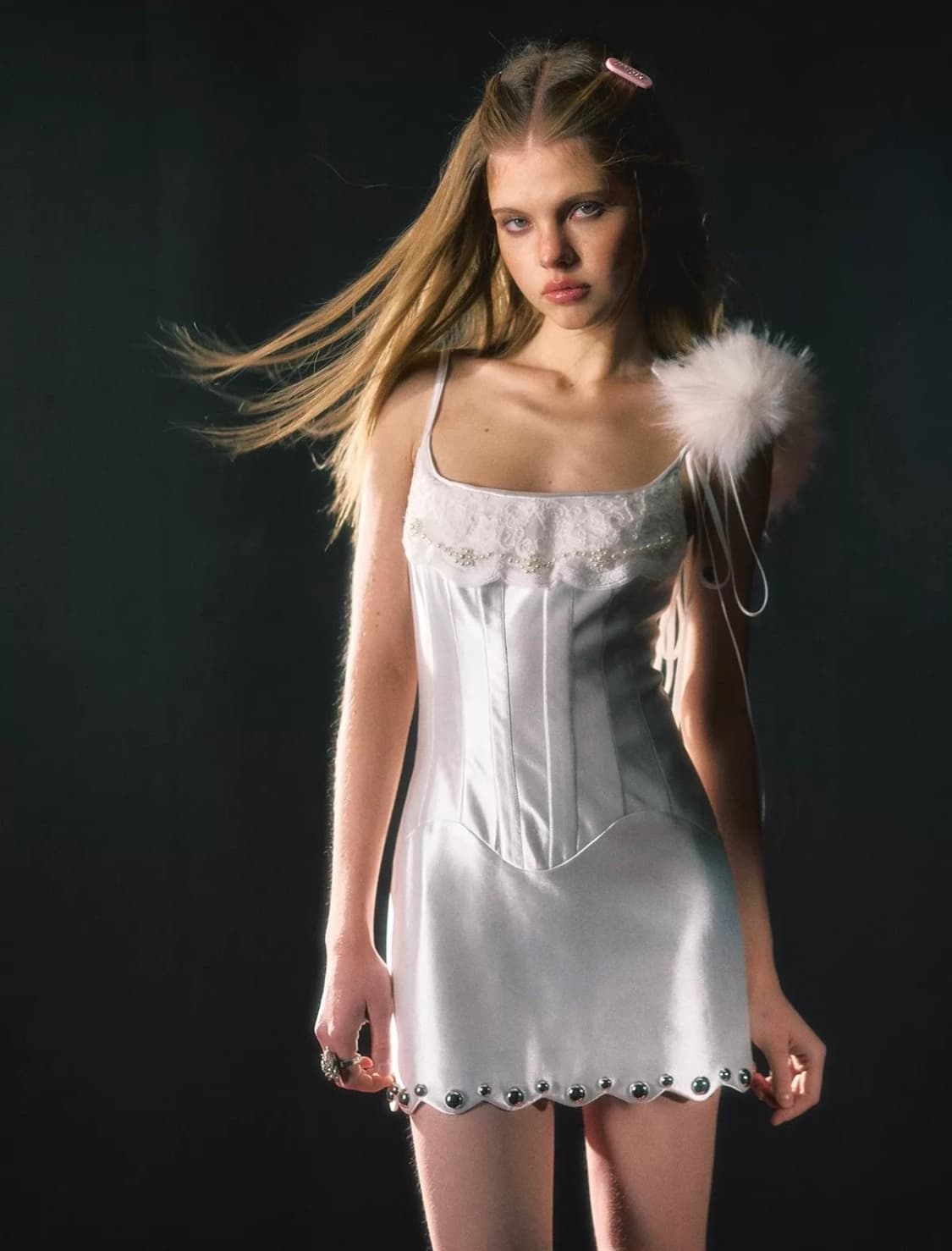 universe 유니버스 레이스 세틴 미니원피스 오네갸루  상품이미지1