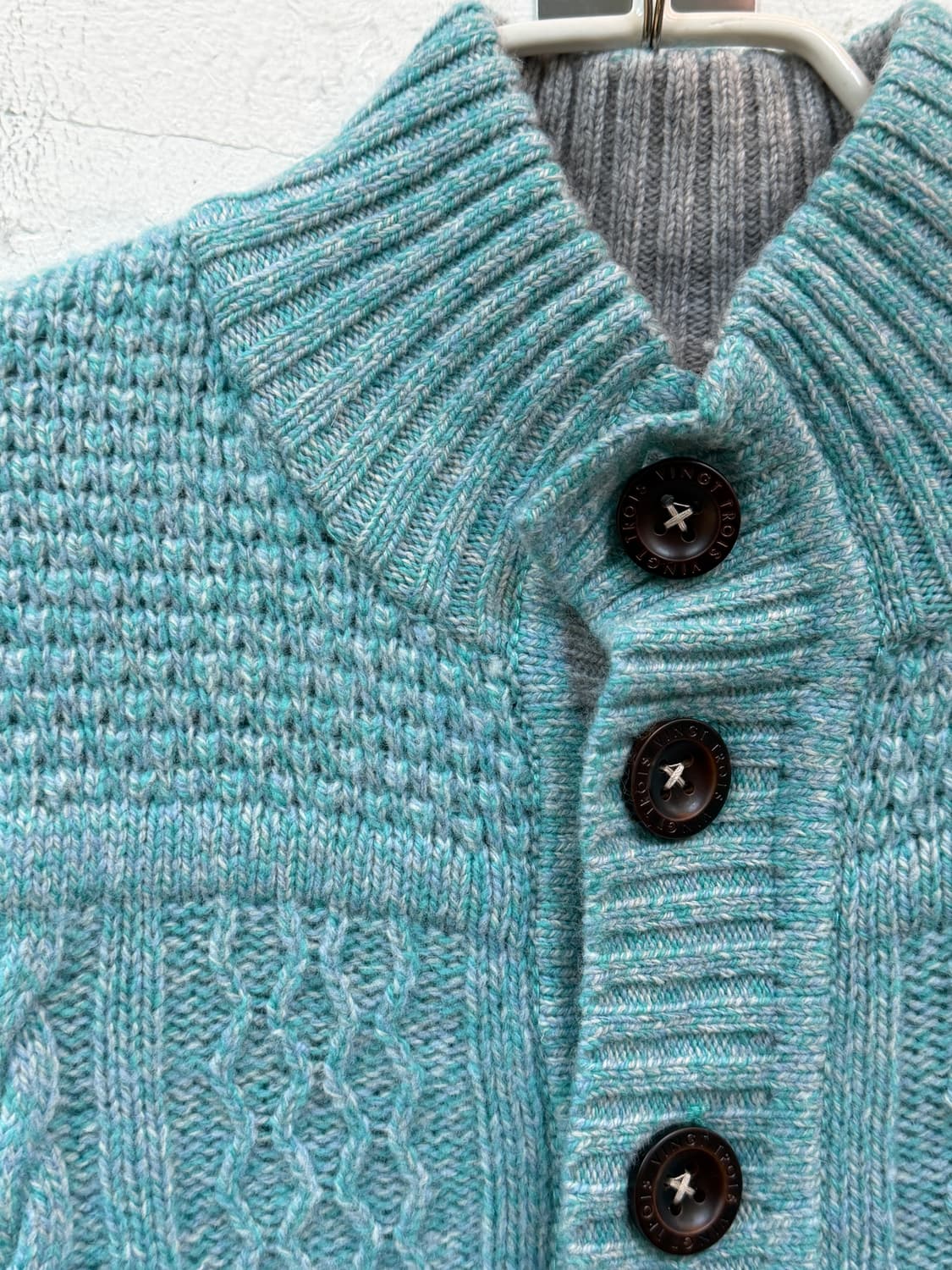 23 Homme 케이블 니트 버튼넥 스웨터 민트 48 상품이미지3