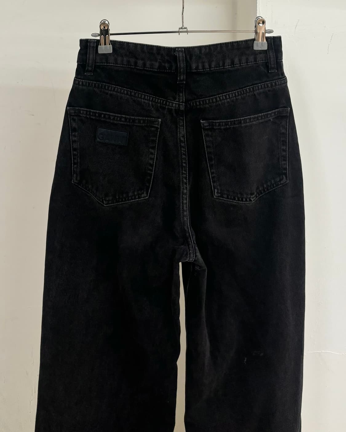 가니 블랙 와이드 레그 청 팬츠 상품이미지5