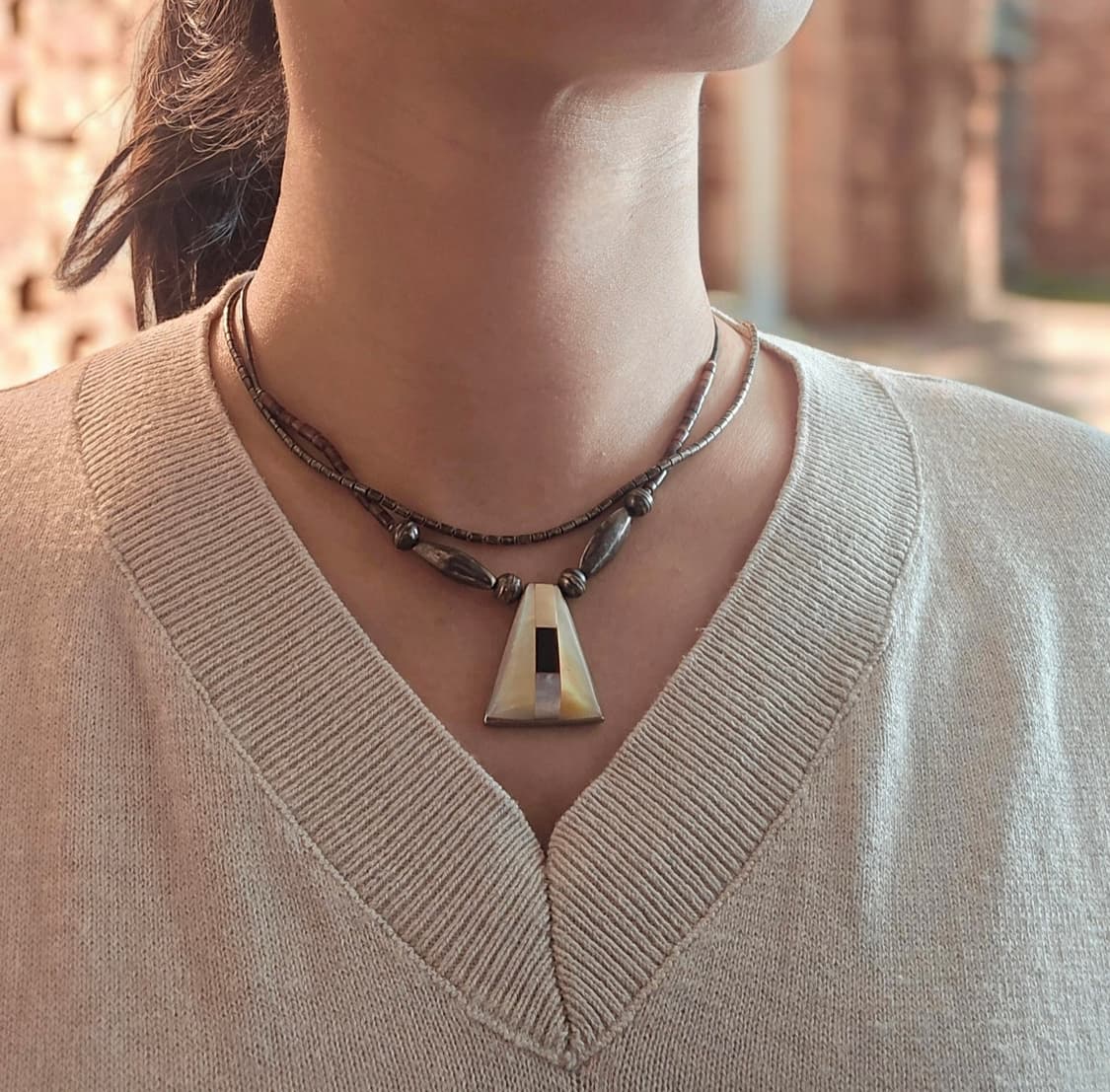 🇺🇸네이티브 아메리칸 실버 자개 은 목걸이 상품이미지4