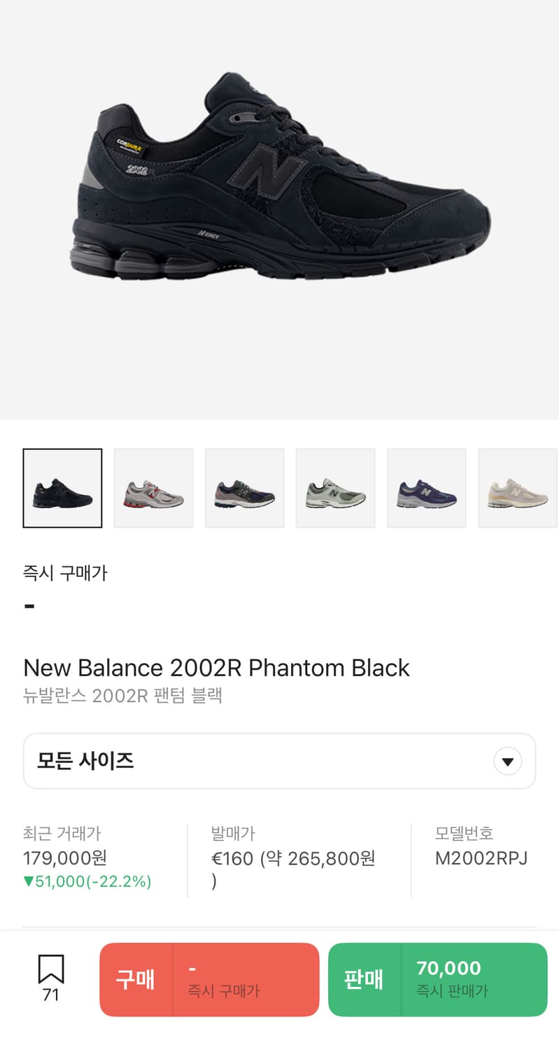 뉴발란스 2002 팬텀 블랙 올검 2002RPJ 250 상품이미지8