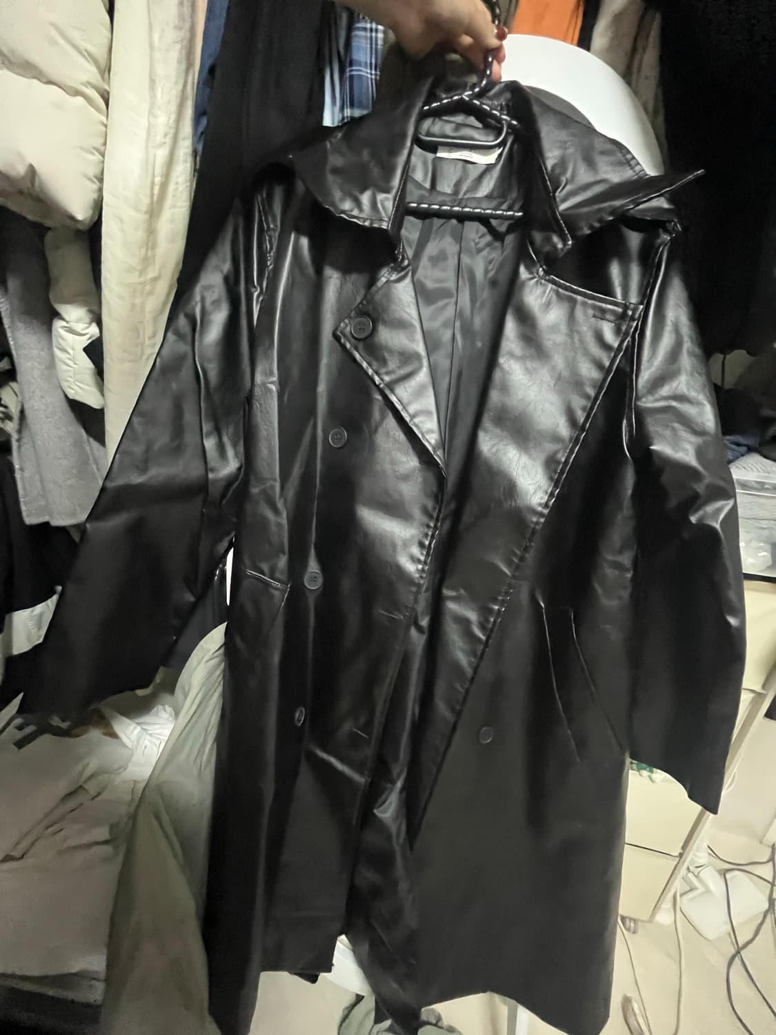 롱 가죽 자켓 상품이미지1