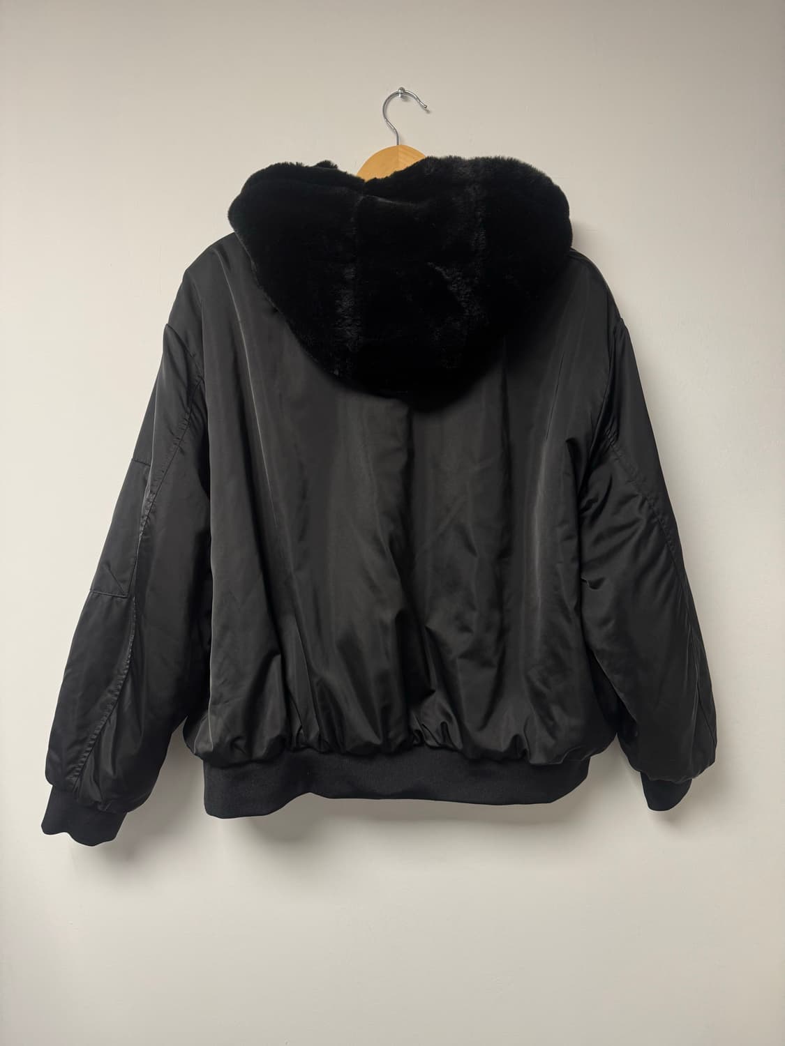 ZARA 자라 블랙 리버시블 오버핏 후드 항공점퍼 퍼 자켓 M 상품이미지5