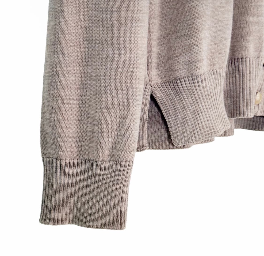 [L] 메종키츠네 여성 폭스헤드 패치 라운드넥 울 가디건 베이지 멜란지 상품이미지7