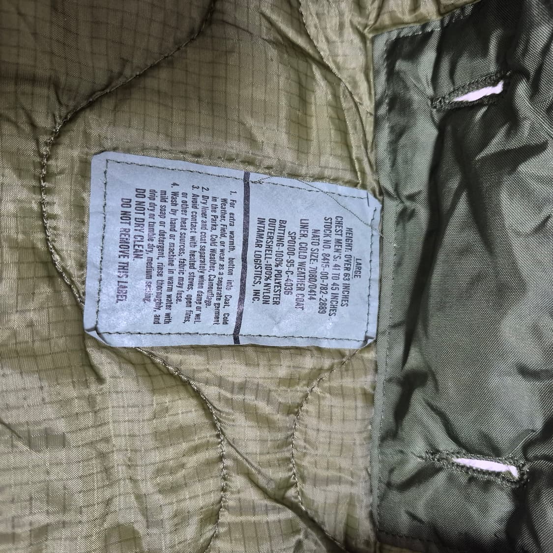 m65 필드자켓 야상 내피 L 미군 오리지널 상품이미지3