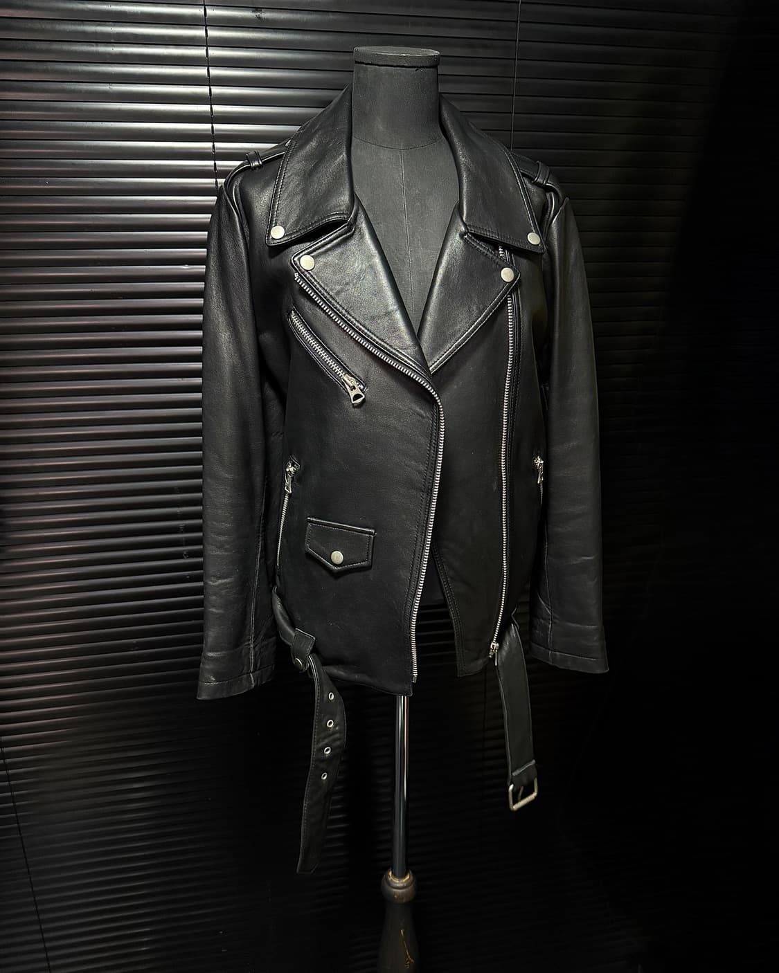 이태리 이탈리아 양가죽 램스킨 라이더 바이커 블랙 락시크 레더 자켓  상품이미지1