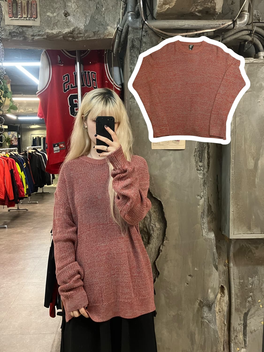 언어펙티드 니트 레드 M  #csz1910  상품이미지1