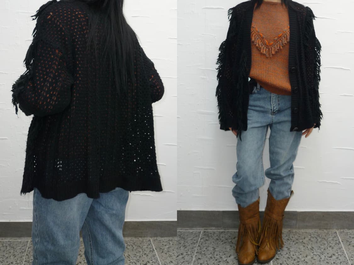 fringe hippie black cardigan 상품이미지2