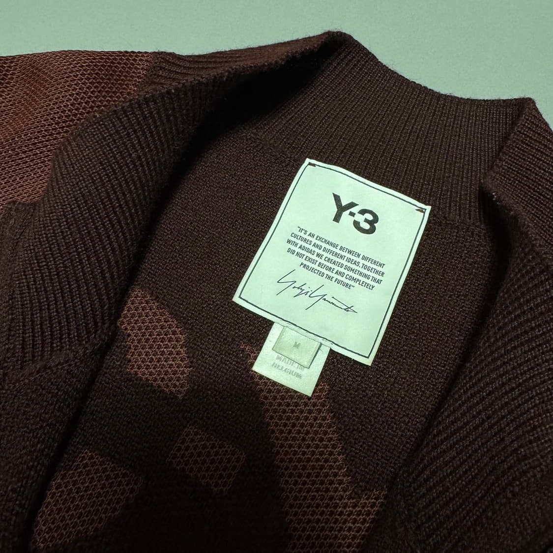 Y-3 버건디컬러 클래식 자카드 니트 쇼트 니트 집업 상품이미지3