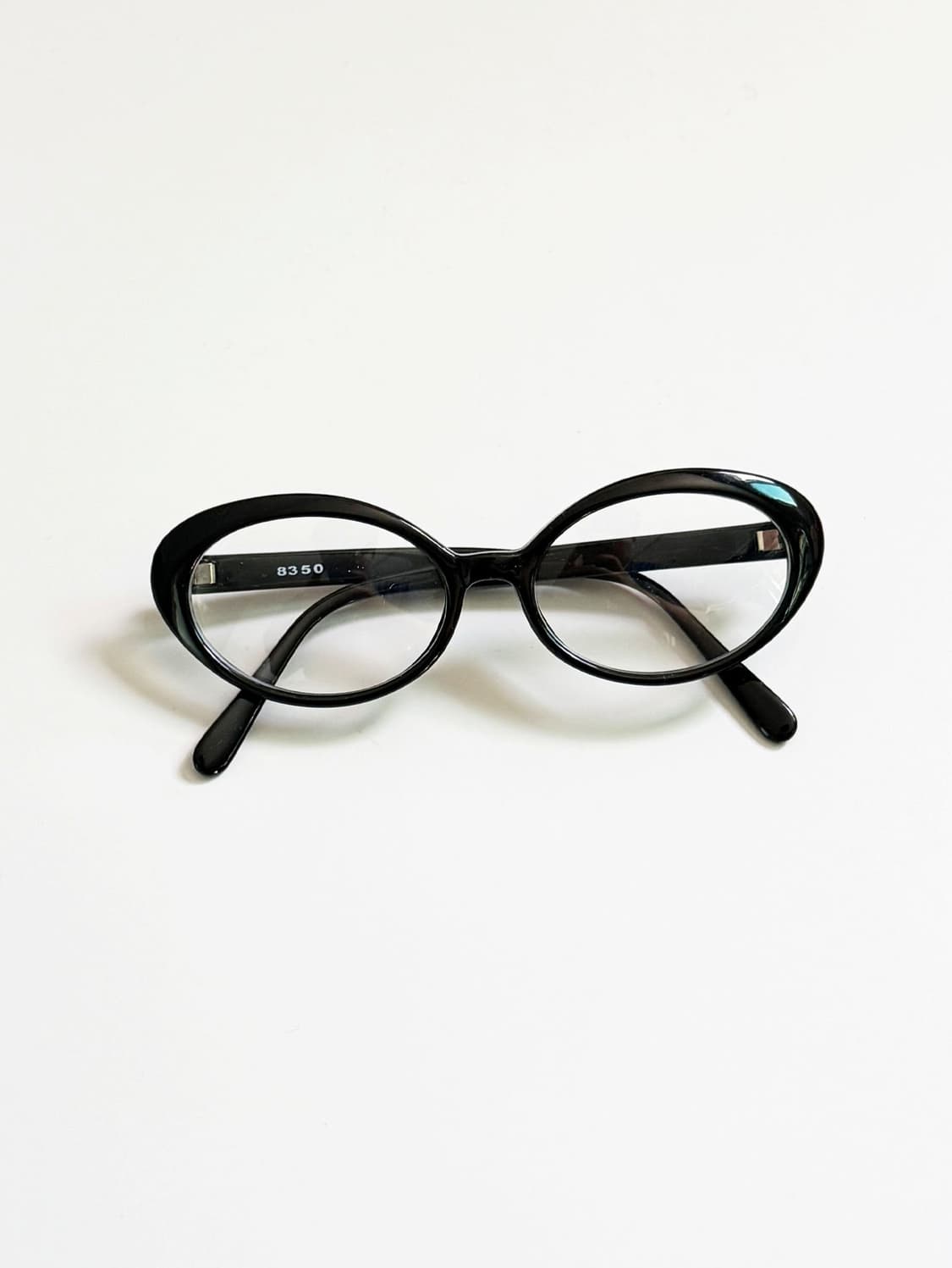 90s 블랙 뿔테 세미 캣아이 프레임 빈티지 안경 상품이미지1