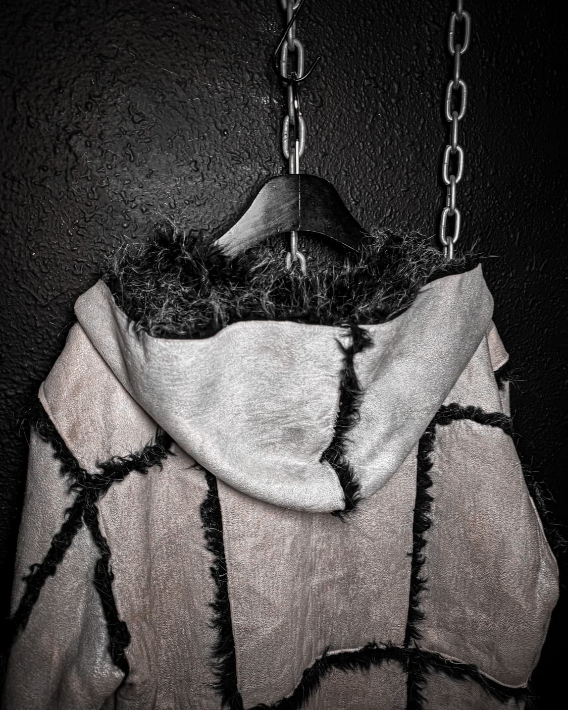 Black & gray fur patchwork Vkei coat 상품이미지7