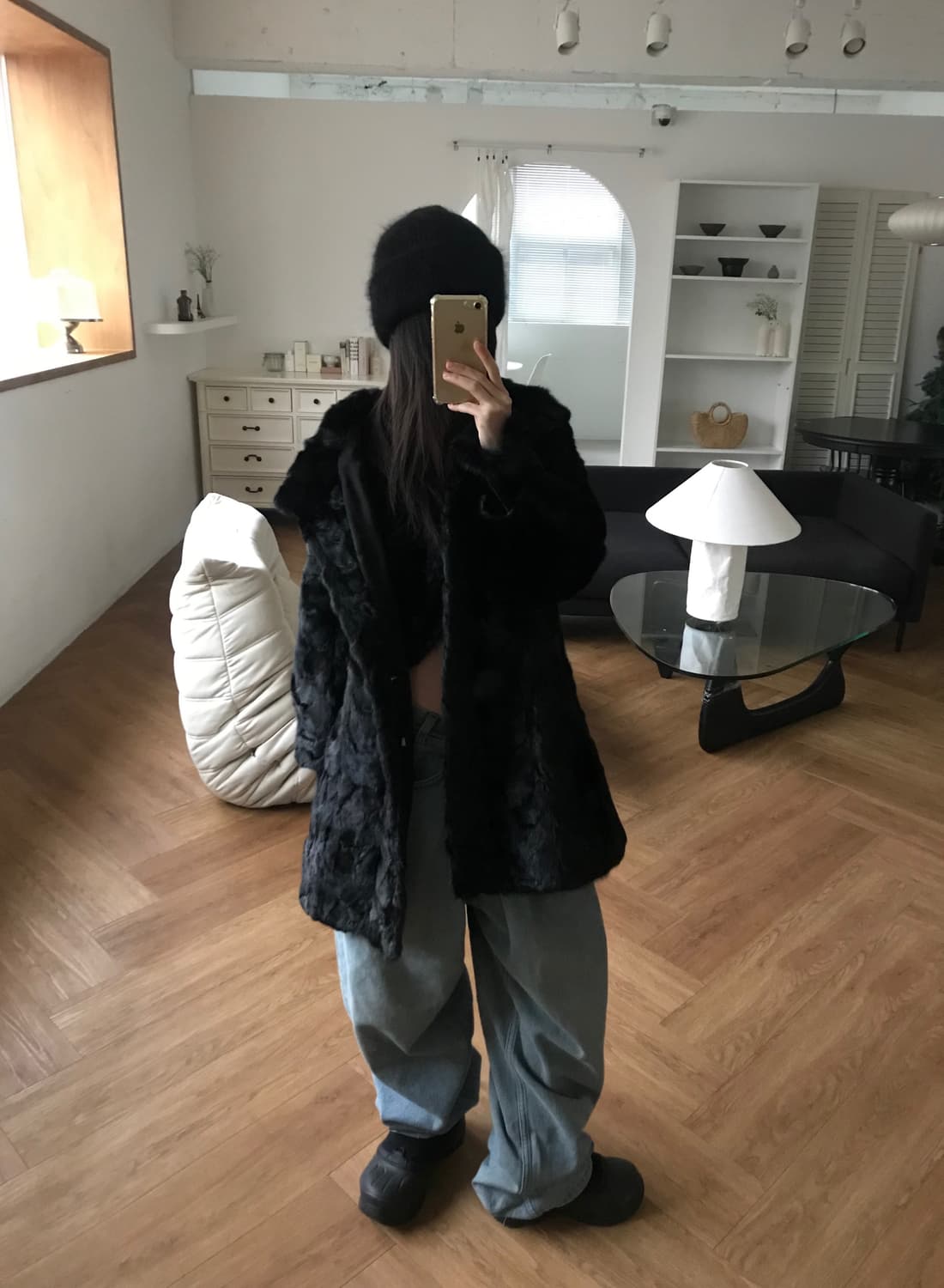 vintage black fur jacket 상품이미지2