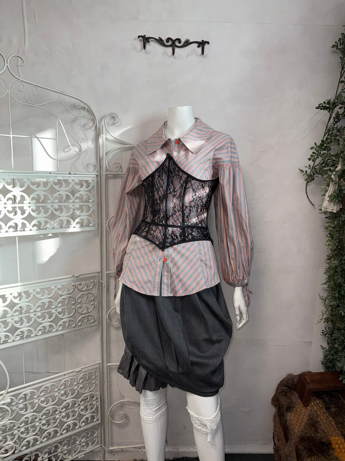 Black orinetal floral lace corset  상품이미지5