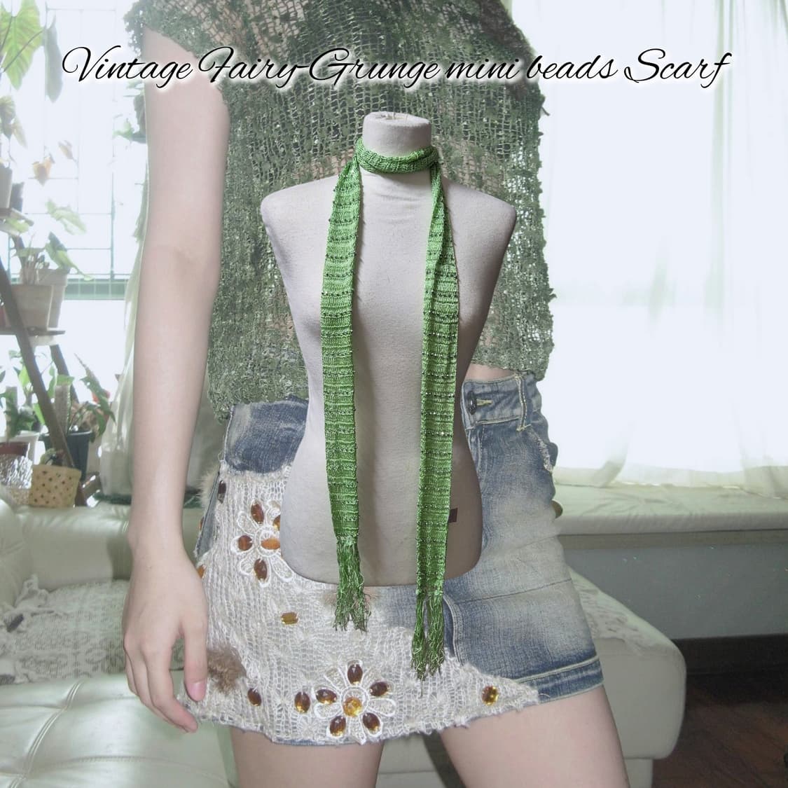 Vintage Fairy-Grunge mini beads Scarf 상품이미지1