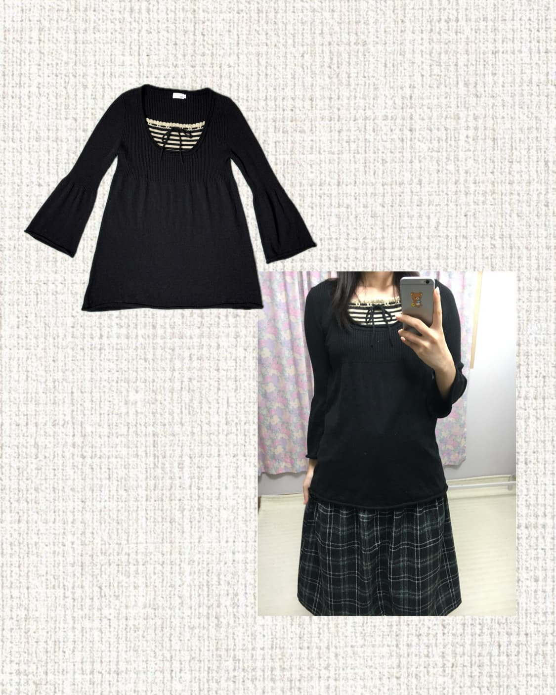 블랙 스트라이프 포인트 니트 상품이미지1