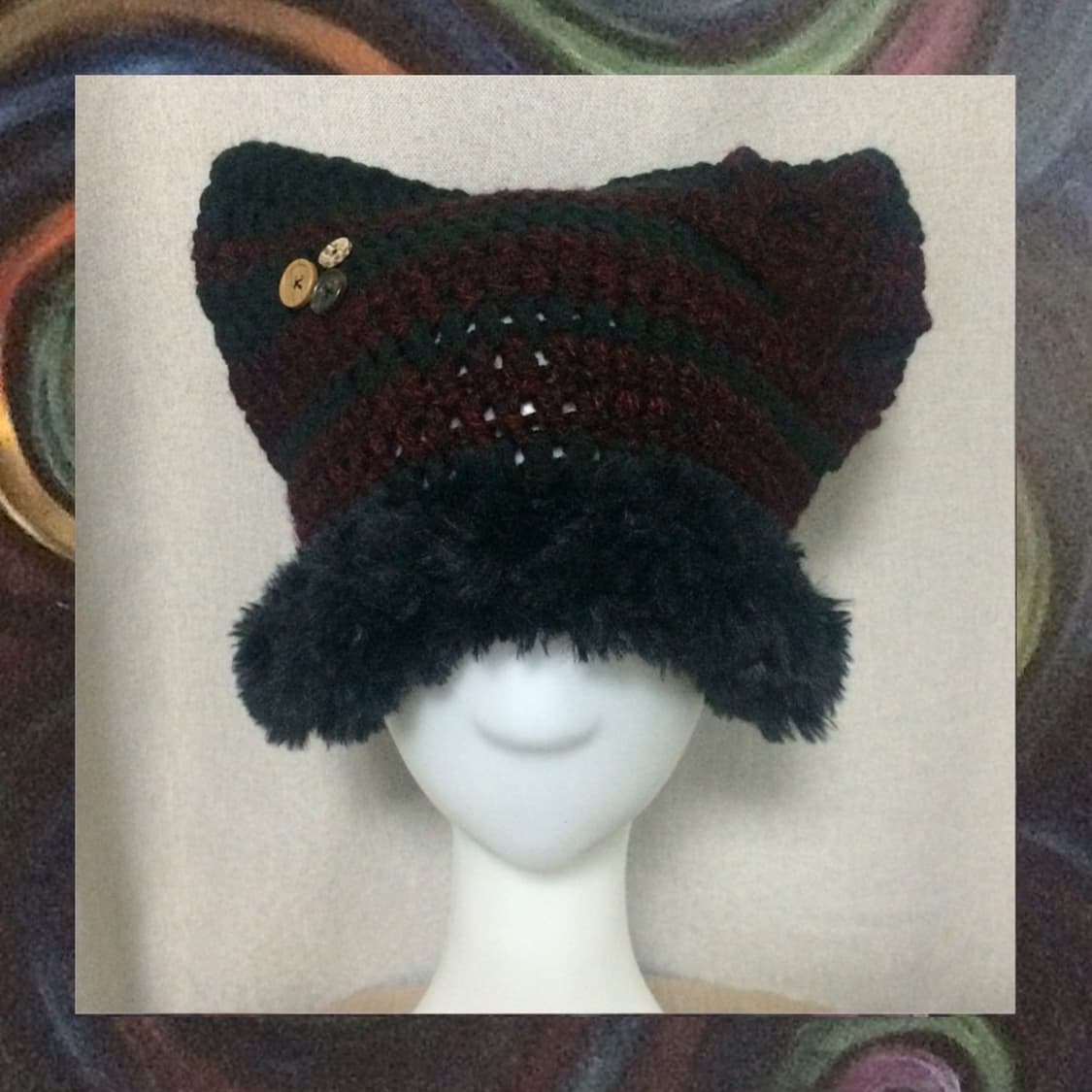 { 블랙 & 레드 락스타 고양이비니 (캣비니) } Handmade. 상품이미지1