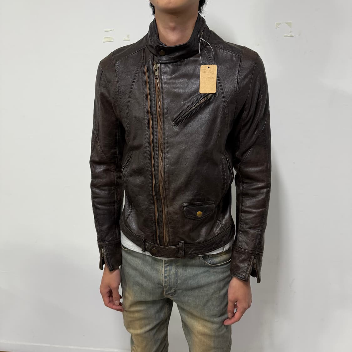 빈티지 브라운 레더자켓 상품이미지3