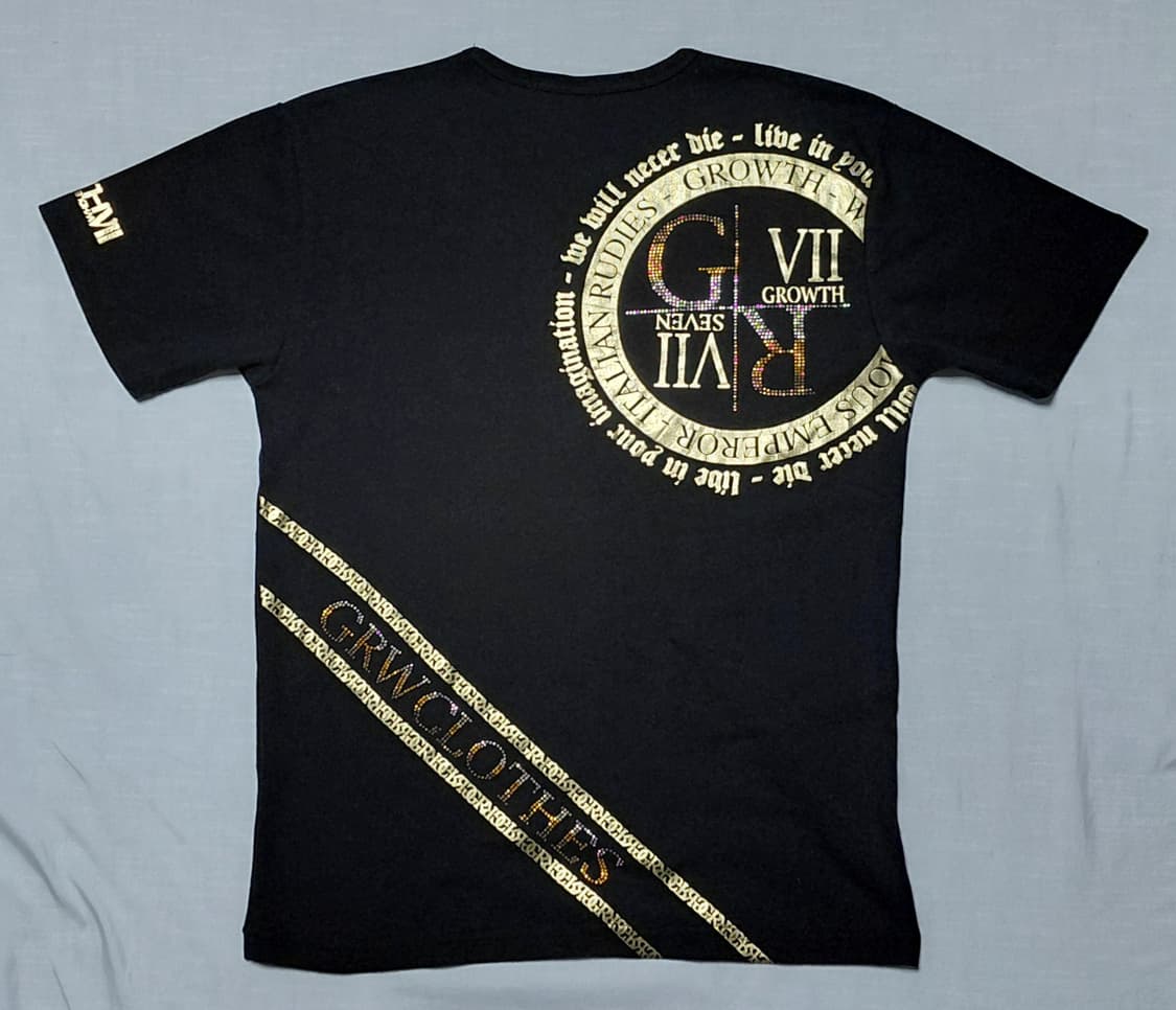 [S/90] GROWTH SEVEN 큐빅 골드 그래픽 빅로고 브이넥 티 상품이미지6