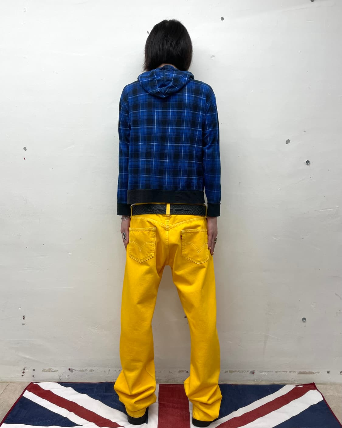 Retro Star Blue Check Hooded Zip-Up 상품이미지5