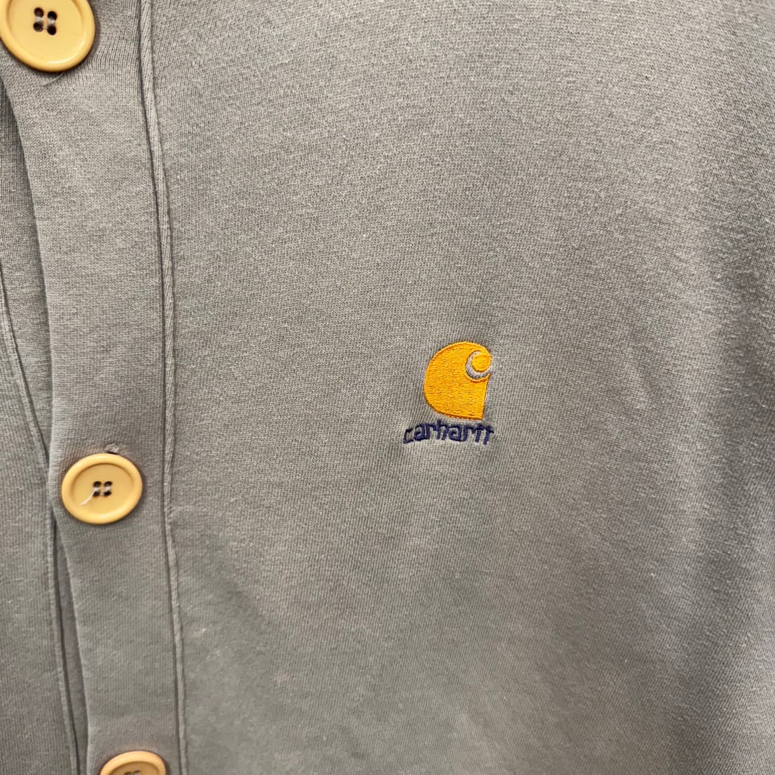 00‘s 칼하트 니트 솔리드 가디건 자수 로고 포인트 베이지 상품이미지5