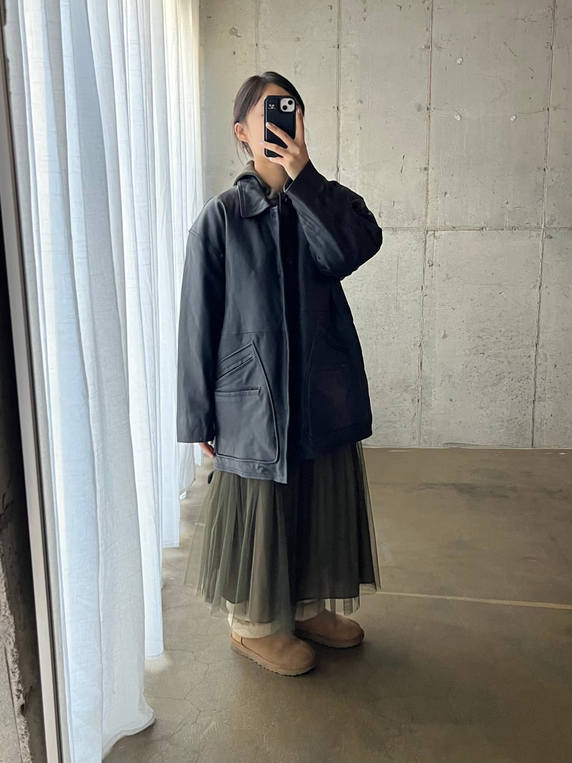 90s lambskin 양가죽 미디 자켓 상품이미지3