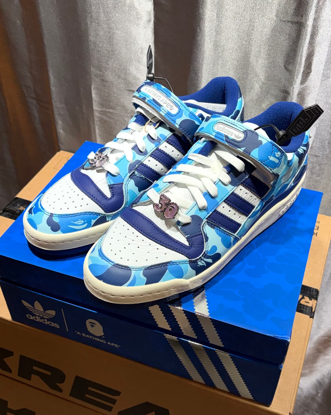 (새상품) 285, 255 아디다스 x 베이프 포럼 로우 블루 카모 상품이미지1
