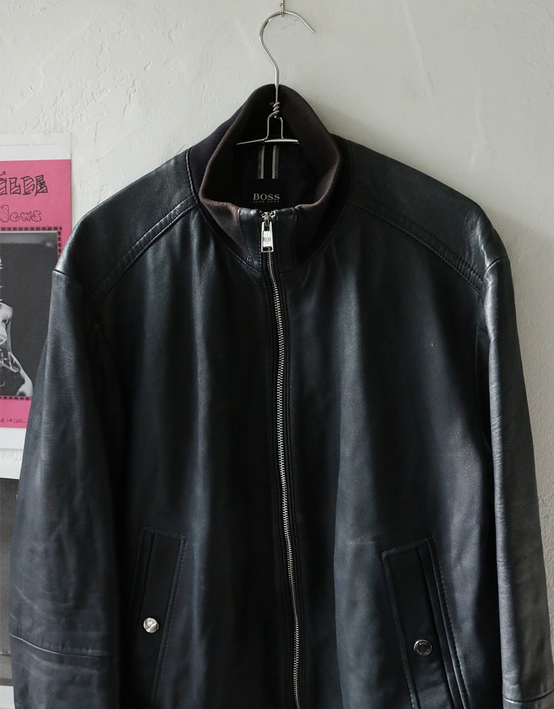 휴고보스 다크블루 램스킨 봄버 자켓 상품이미지4