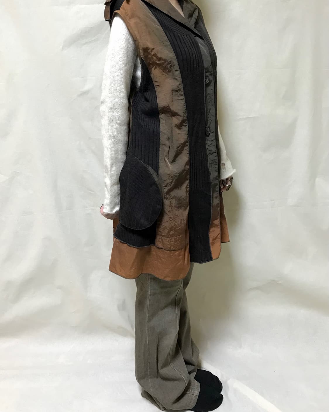 브릭 레이어드 셔링 베스트 자켓 상품이미지4