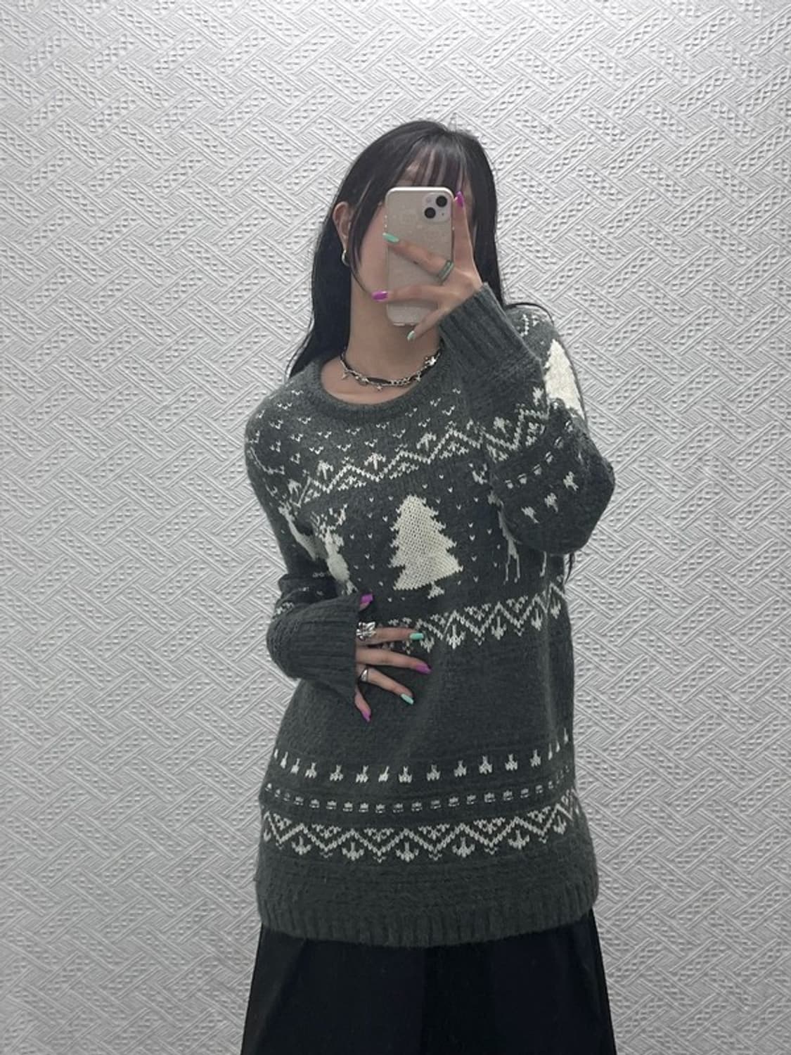 ERQ 빈티지 폭닥 노르딕 코위찬 오버핏 니트 90 C07252 상품이미지2