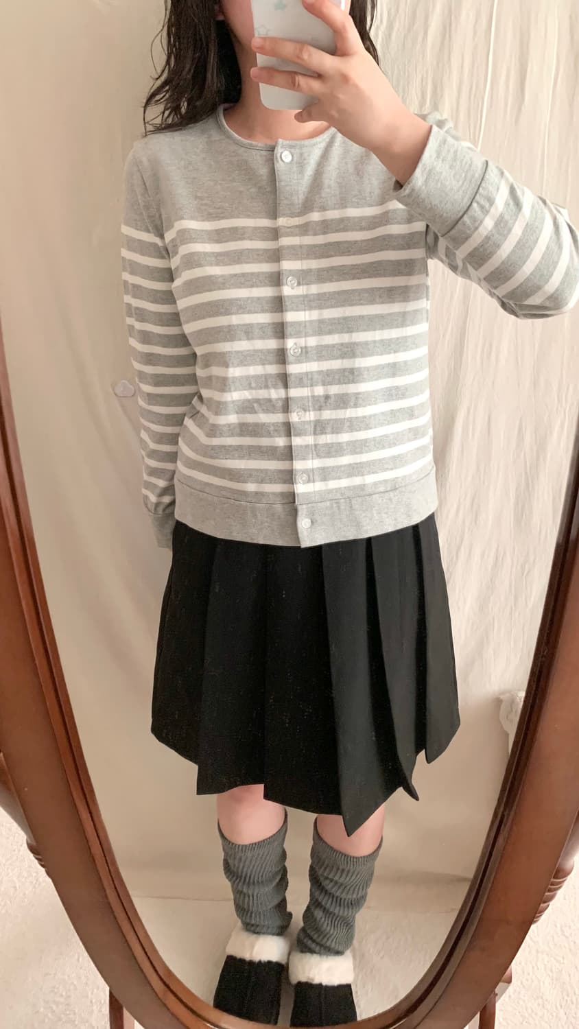 프레피 연그레이 스트라이프 가디건 상품이미지5