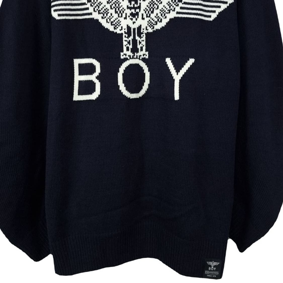 [보이런던](새상품)빅로고 쟈카드 오버사이즈 니트 블랙 M19537 상품이미지5