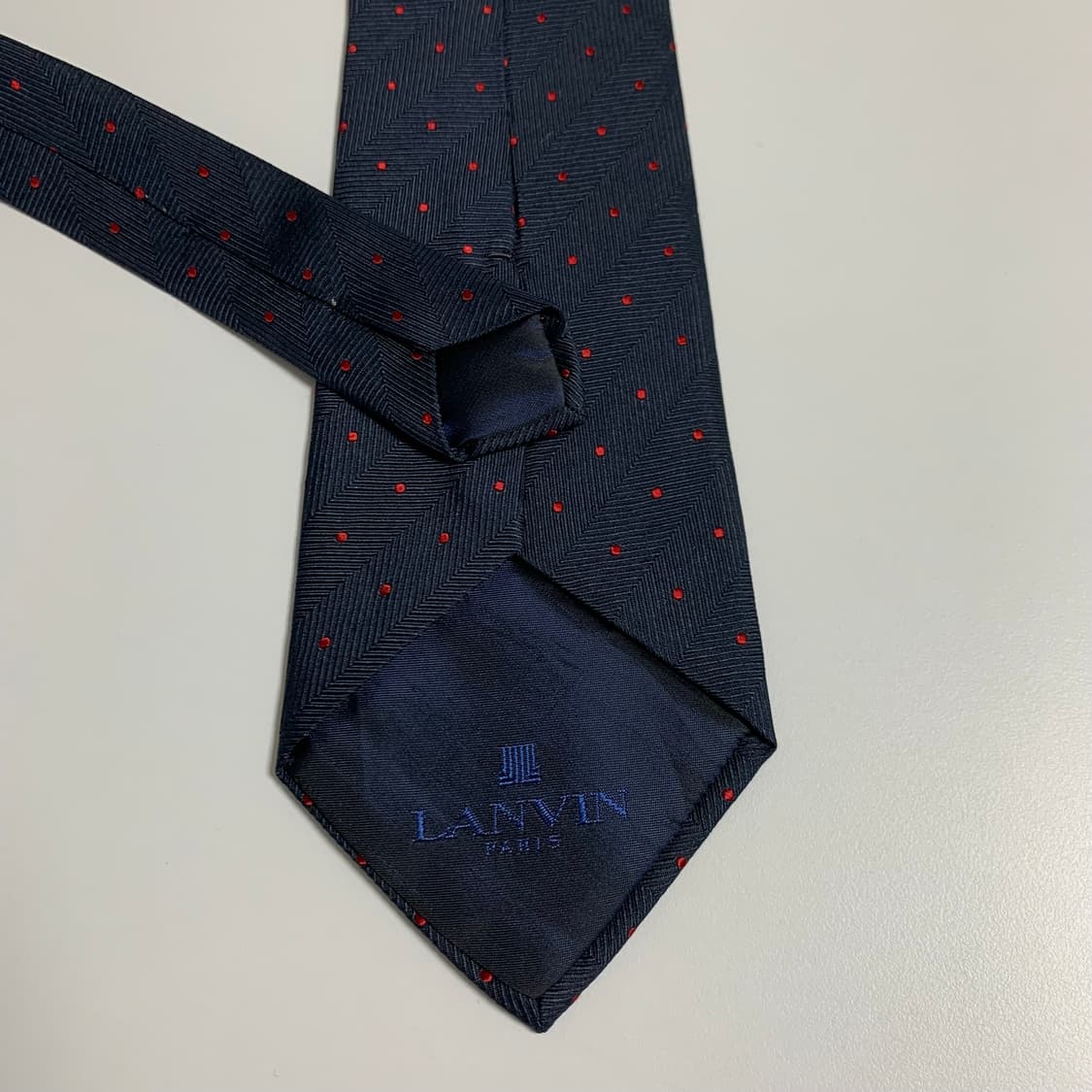 랑방(LANVIN) 네이비컬러 도트 명품넥타이 100실크 최상급 상품이미지6