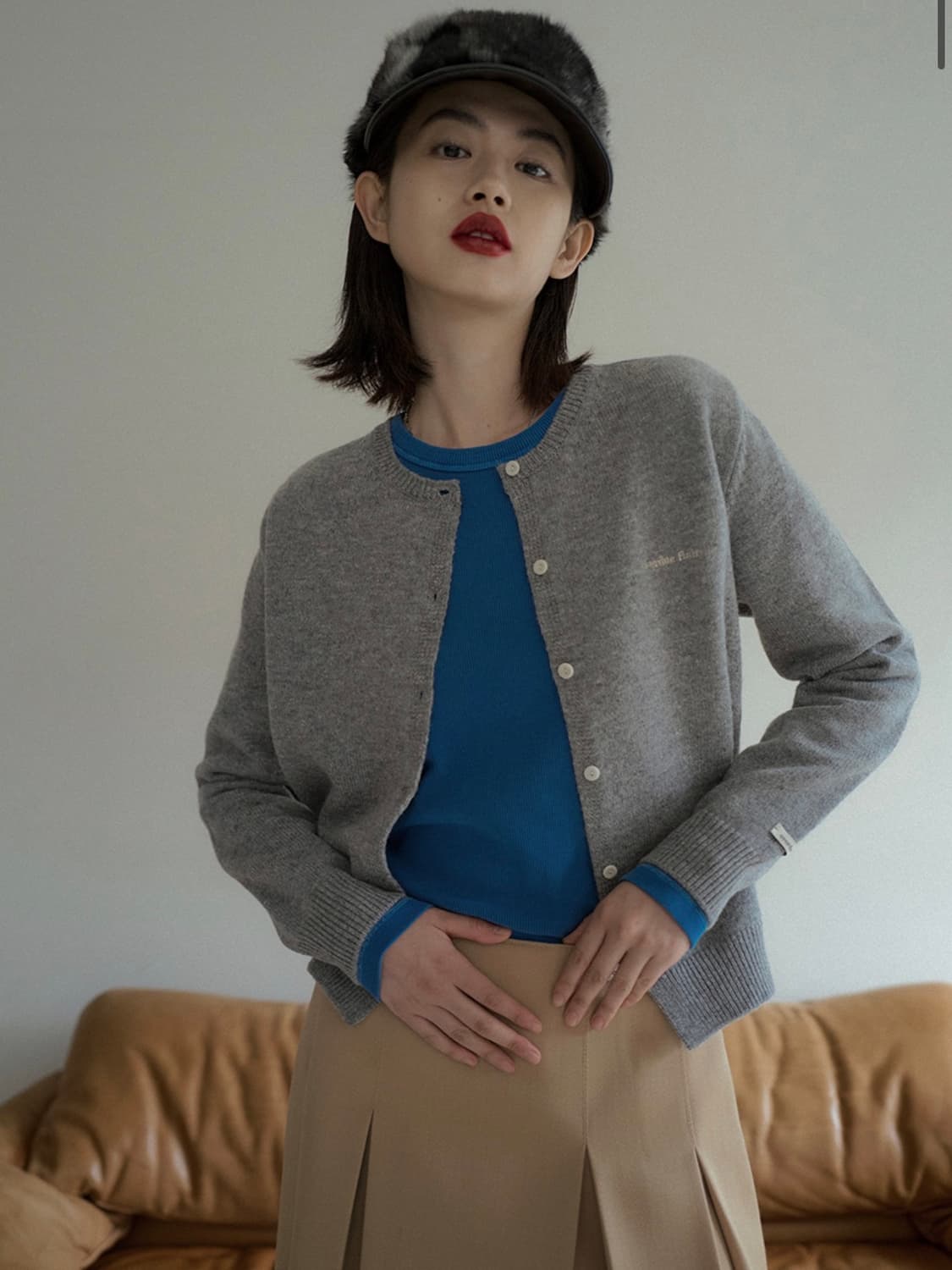 오버듀플레어 울 가디건 멜란지 그레이 상품이미지1