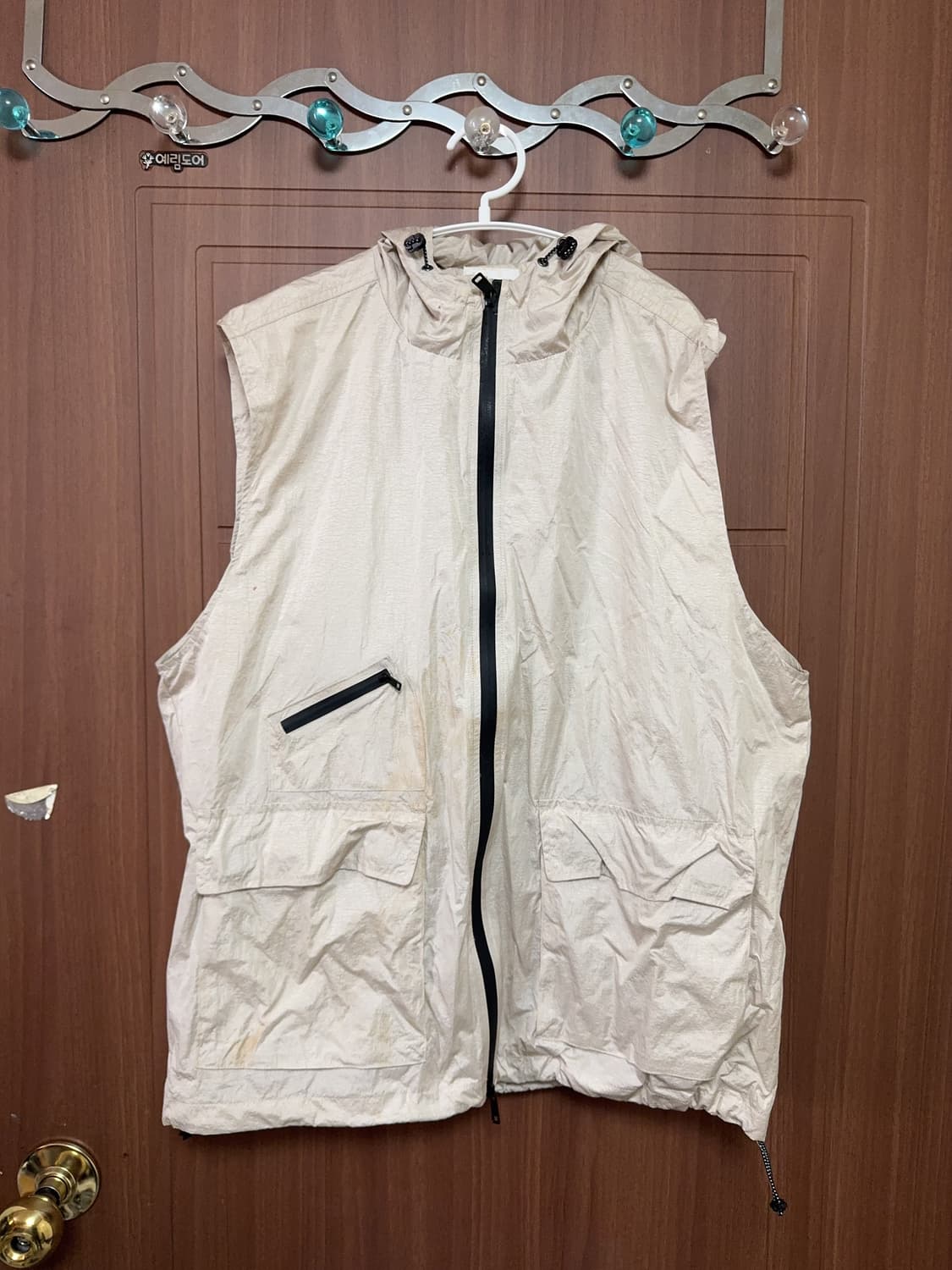 빈티지 서브컬쳐 디미트리블랙 나일론 바람막이 메탈 후드 베스트 조끼 상품이미지1