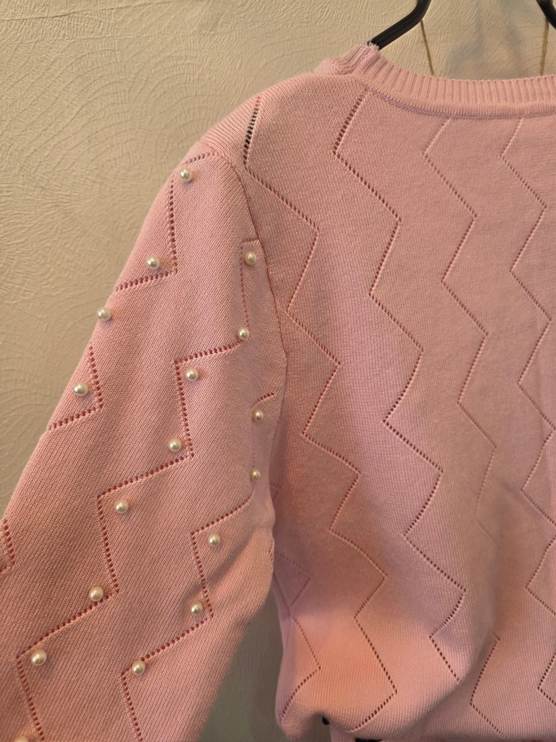 러블리핑크 진주 장식 니트 셋업 상품이미지9