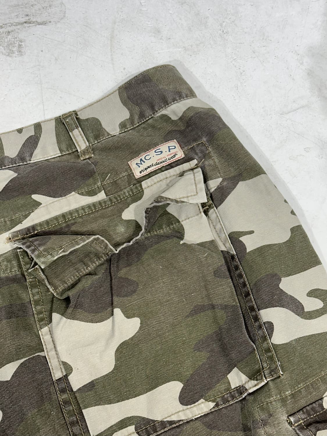 빈티지 베이지 카모 밀리터리 와이드 카고 팬츠 110 상품이미지6