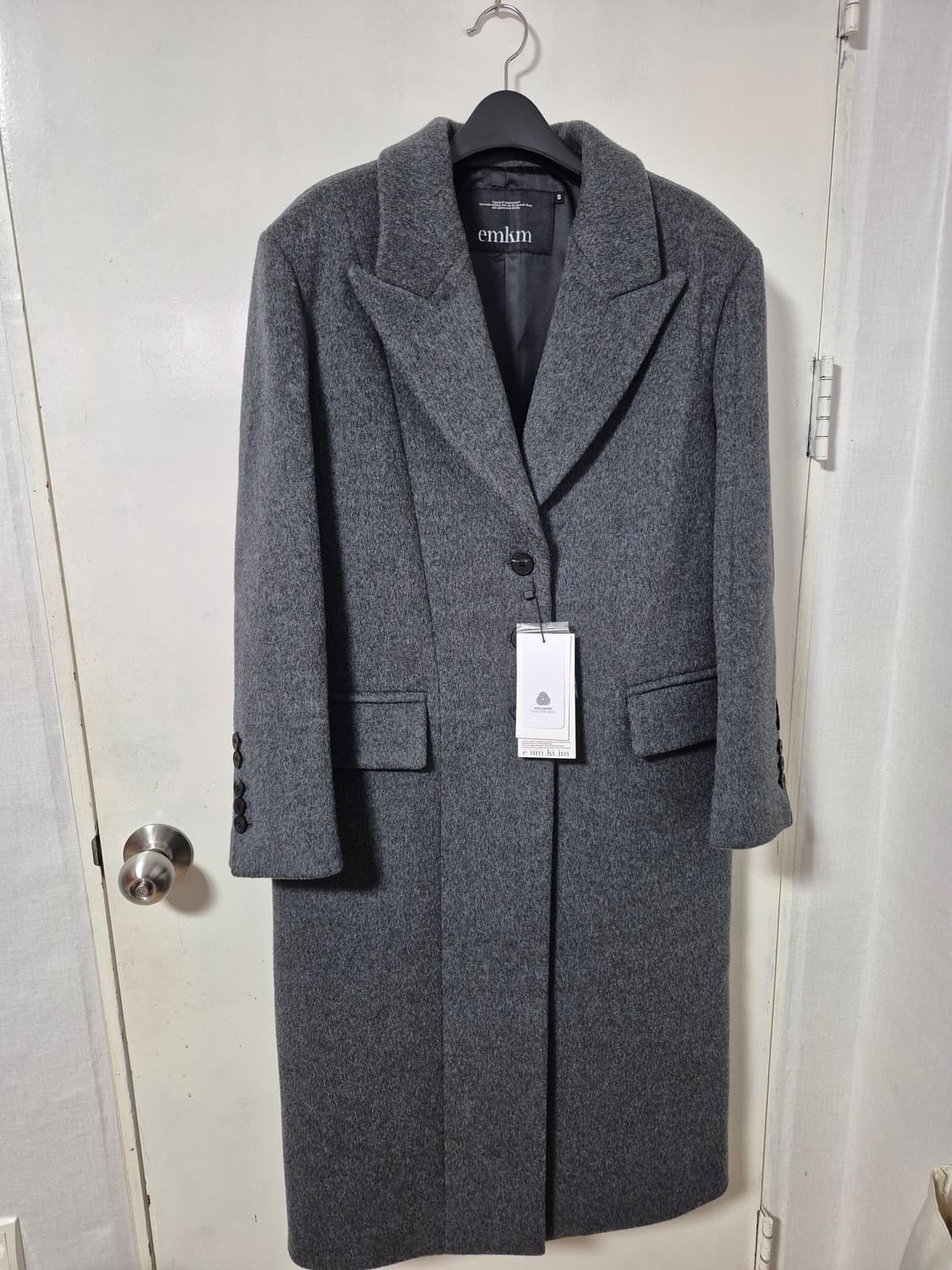 25FW 으음키임 울 캐시미어 카라 배색 롱코트 상품이미지5