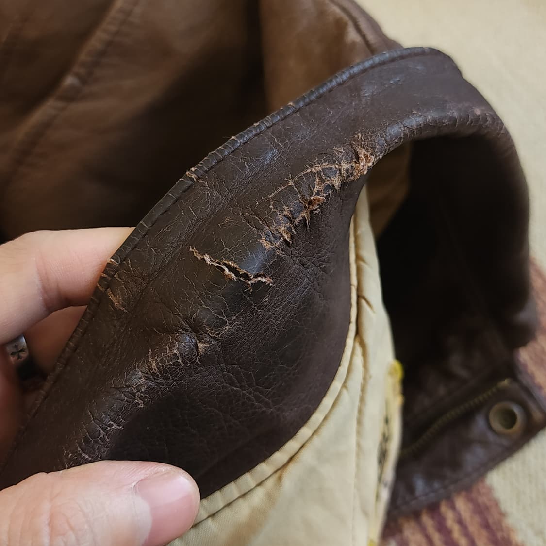 80s 빈티지 가죽자켓 a2 레더자켓 프렌치 레더 플라이트 자켓 M 상품이미지10