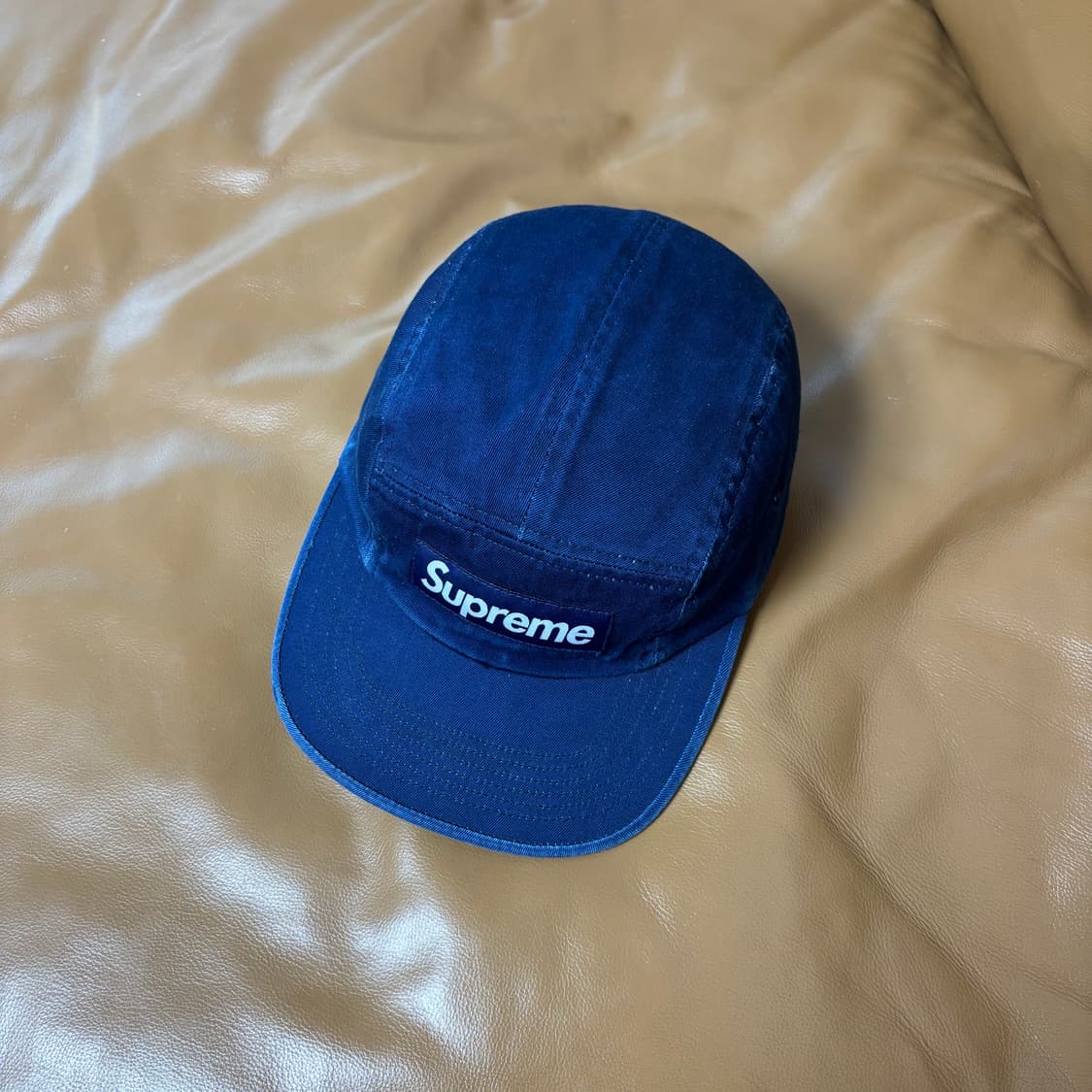 슈프림 캠프캡 모자 박스로고 워시드 인디고 네이비 상품이미지5