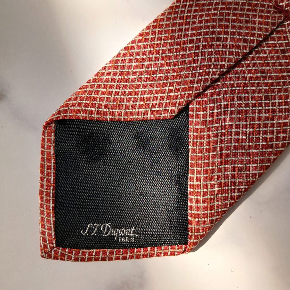 에스.티. 듀퐁 실크 오렌지 패턴 넥타이 8.5cm A등급 E825 상품이미지9