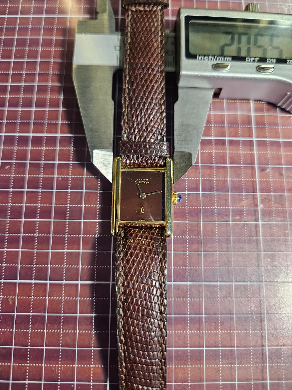 까르띠에 빈티지 머스트 탱크 925실버 18k금장 브라운 가죽 시계 수동 상품이미지4