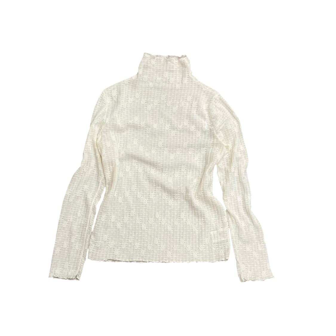  Ivory Lace Embroidery Turtleneck T-Shir 상품이미지1