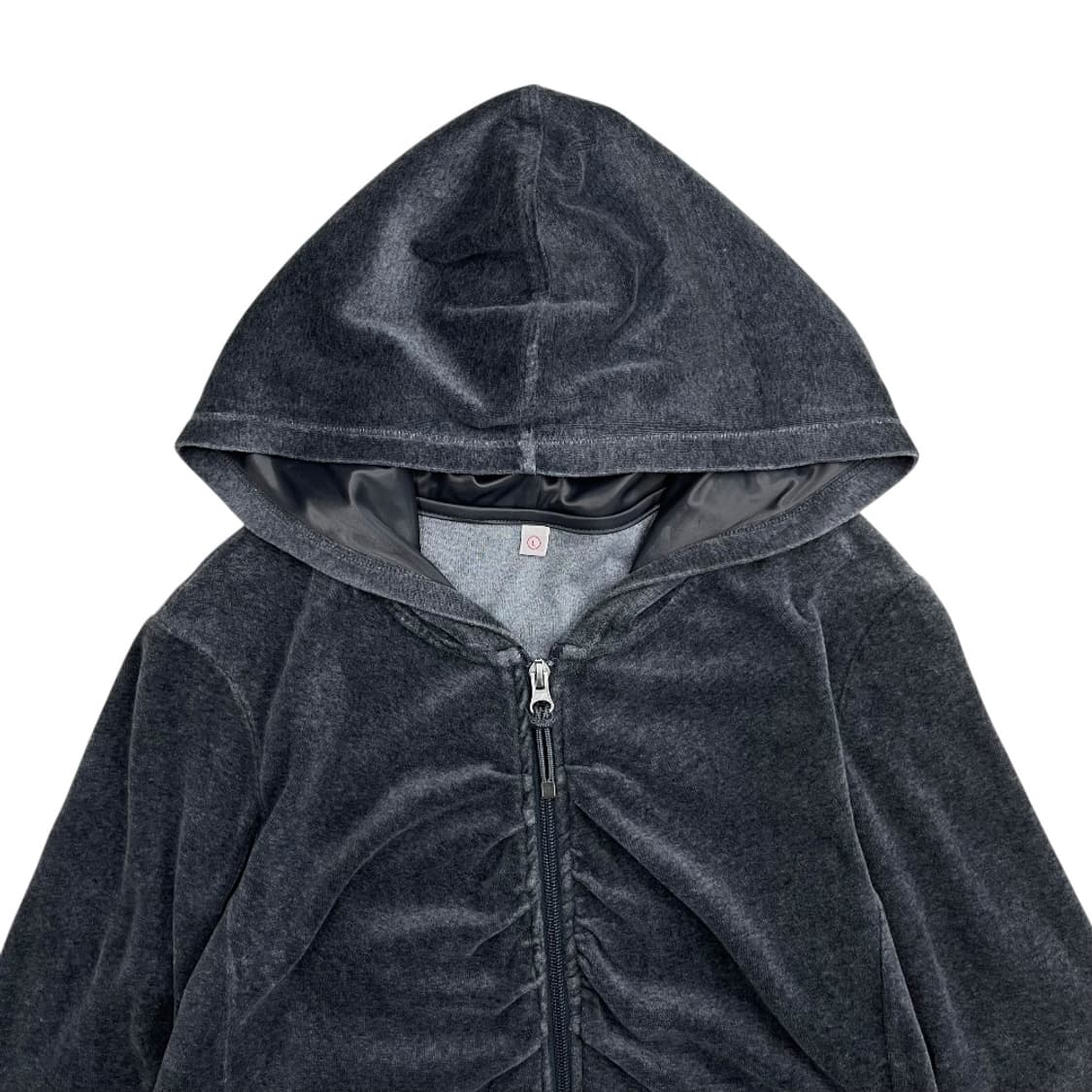 재팬 셔링 차콜 벨벳 후드집업 L 상품이미지4