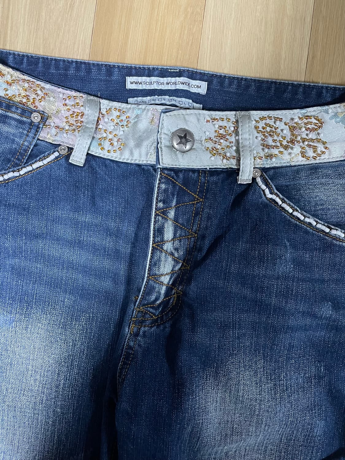 스컬프터  Beaded Waist Denim Pants 인디고블루 상품이미지5