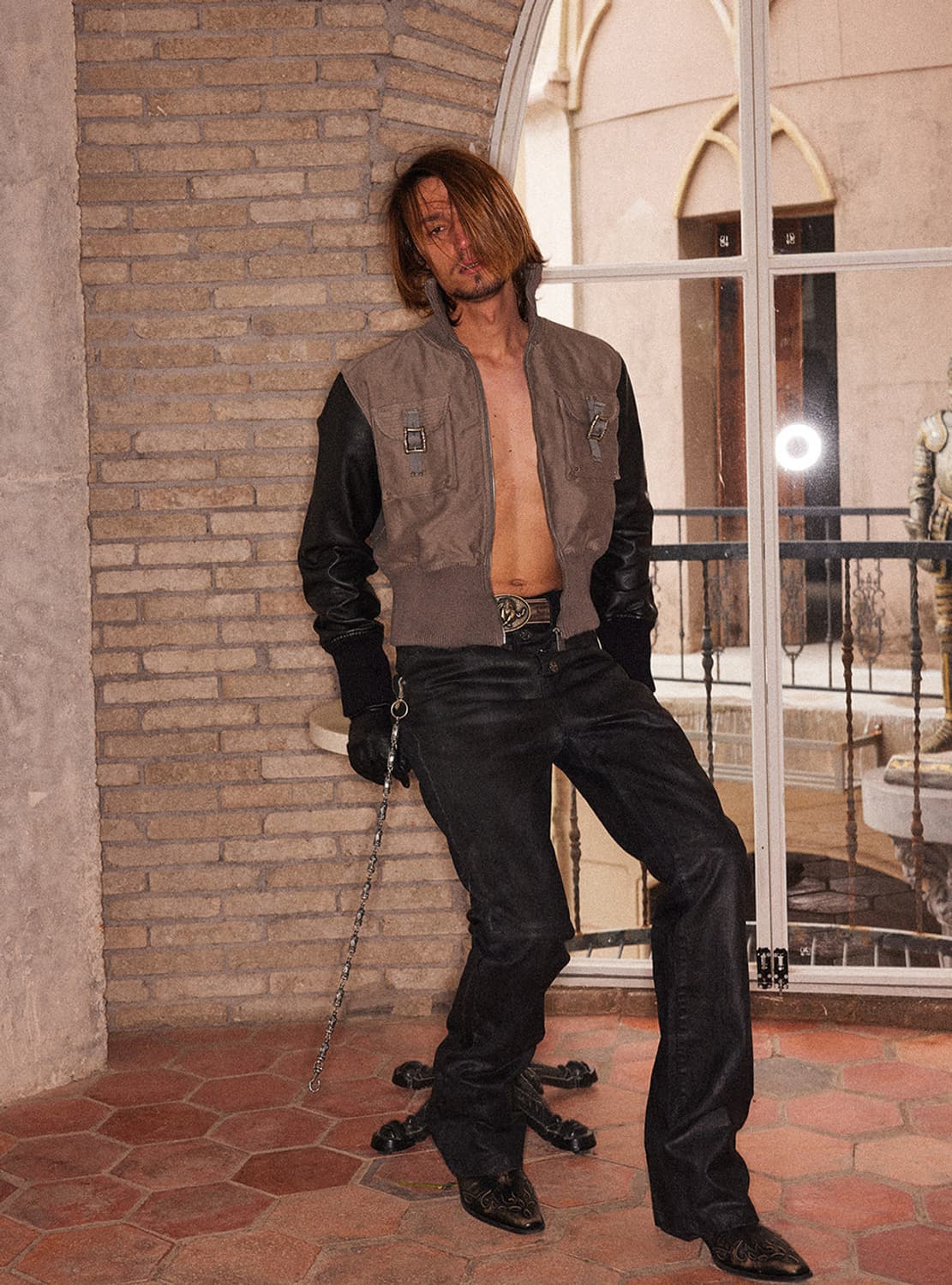 Leather Sleeve French Moleskin Jacket 상품이미지5